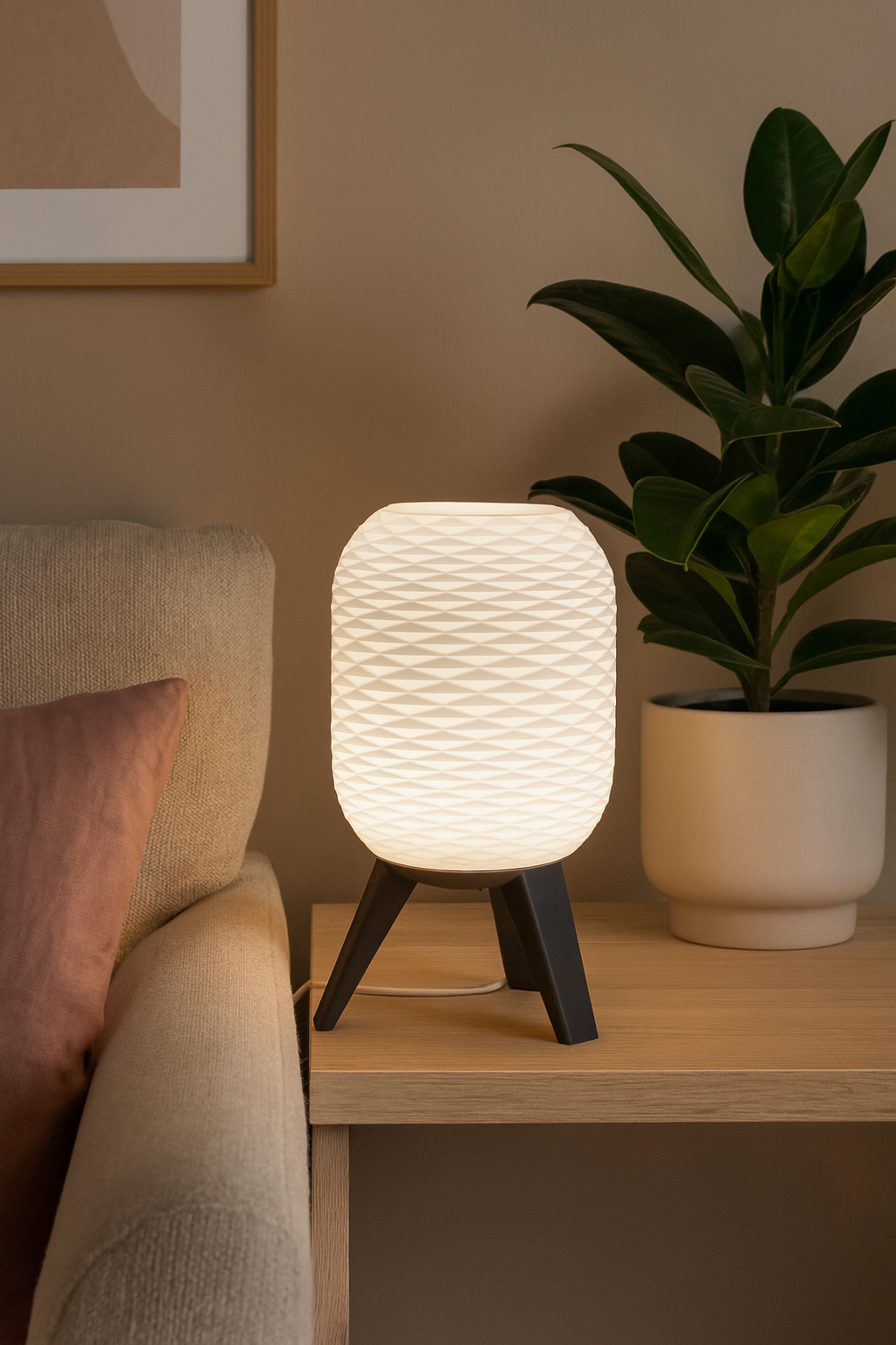 Designbordlampe 'Switch' med geometrisk mønster og svart sokkel - Moderne stemningsbelysning