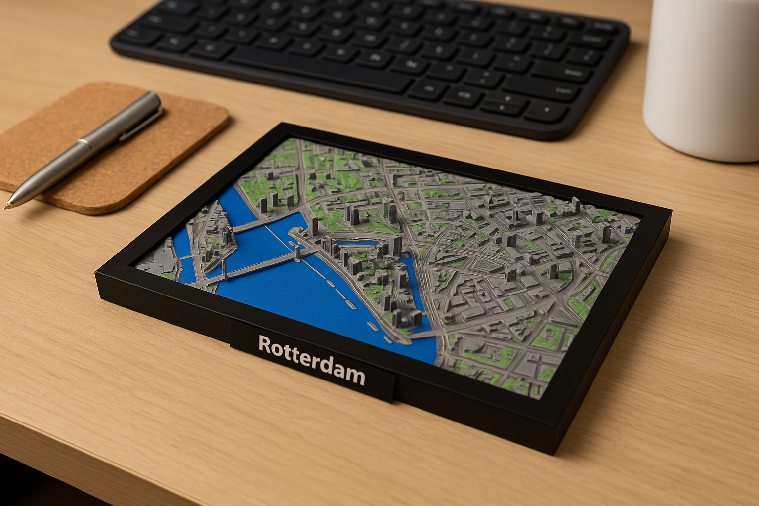 Gedetailleerde 3D Stadskaart van Rotterdam – Unieke Miniatuur van de Stad - Volledig in Kleur - Premium Quality