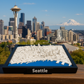 Miniature imprimée en 3D de Seattle - Plan détaillé de la ville et de la ligne d'horizon - Qualité Premium