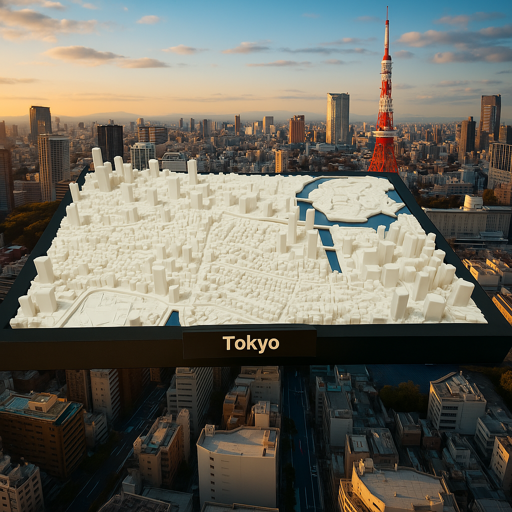 Miniature de Tokyo imprimée en 3D - Plan de ville et horizon détaillés - Qualité Premium