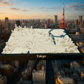 Miniature de Tokyo imprimée en 3D - Plan de ville et horizon détaillés - Qualité Premium