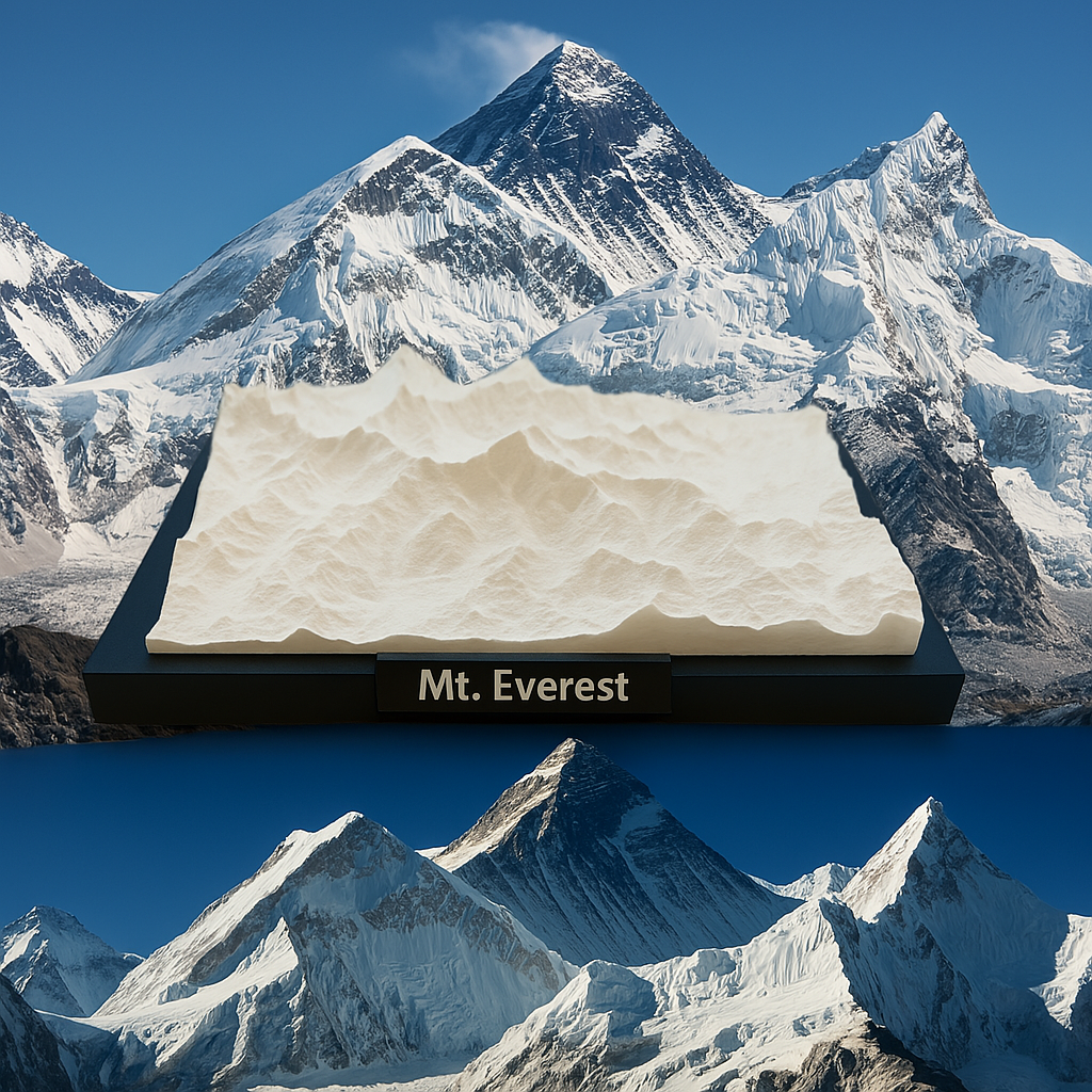 Miniature du Mont Everest imprimée en 3D - Modèle en relief détaillé de la plus haute montagne du monde - Qualité Premium