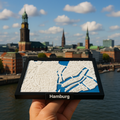 3D-utskrevet miniatyr av Hamburg - detaljert bykart og havneområde - førsteklasses kvalitet