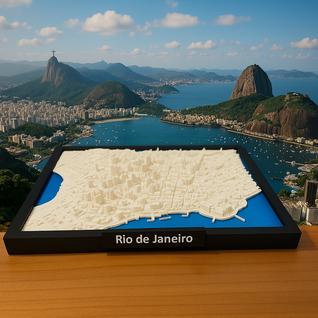 Miniature imprimée en 3D de Rio de Janeiro - Plan détaillé de la ville et paysage emblématique - Qualité Premium