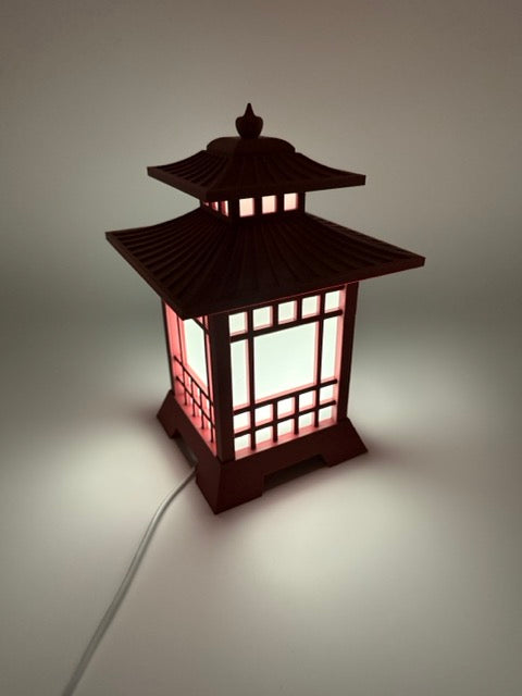 Lampe Pagode Japonaise - Lampe de table LED unique avec télécommande - Décoration Orientale Atmosphérique