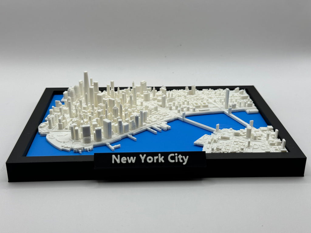 3D-utskrevet miniatyr av New York City - detaljert bykart og ikonisk skyline - førsteklasses kvalitet
