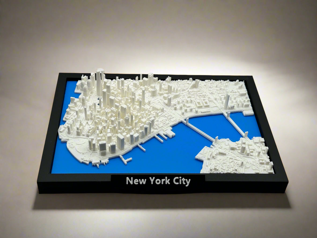 3D-utskrevet miniatyr av New York City - detaljert bykart og ikonisk skyline - førsteklasses kvalitet