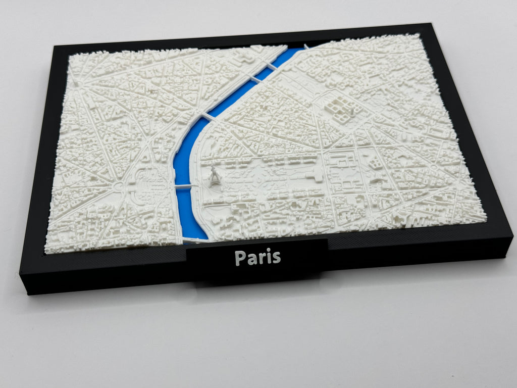 3D-utskrevet miniatyr av Paris - detaljert bykart og historisk arkitektur - førsteklasses kvalitet