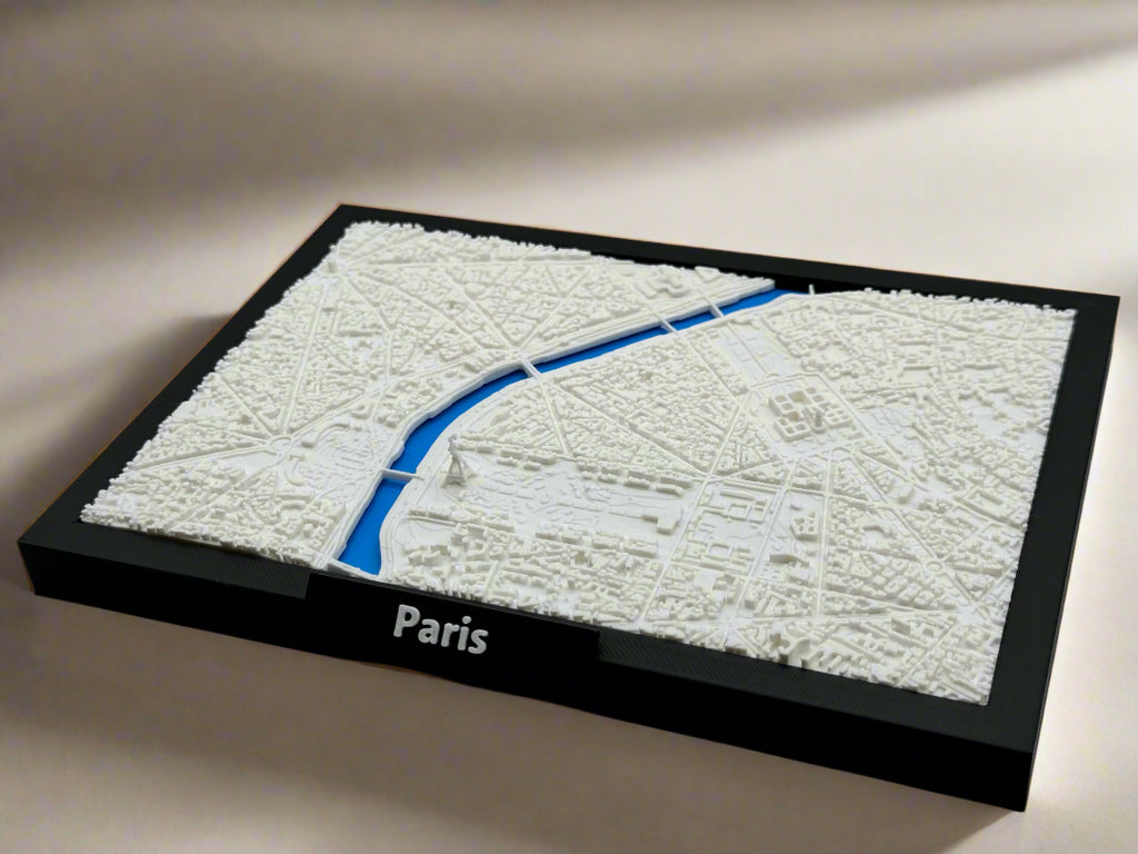 3D-utskrevet miniatyr av Paris - detaljert bykart og historisk arkitektur - førsteklasses kvalitet