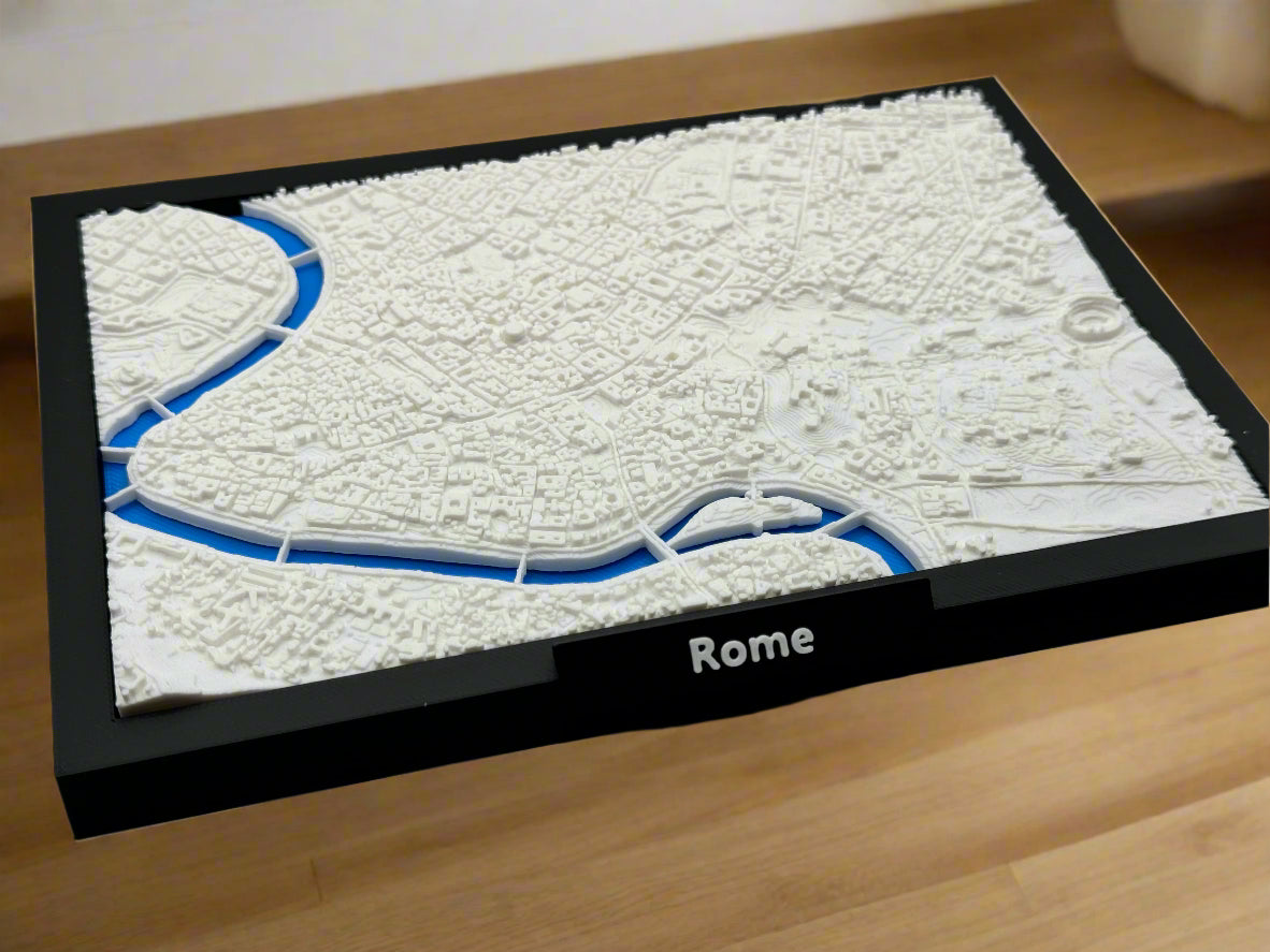 3D Geprinte Miniatuur van Rome – Gedetailleerde Stadskaart en Historische Architectuur - Premium Quality