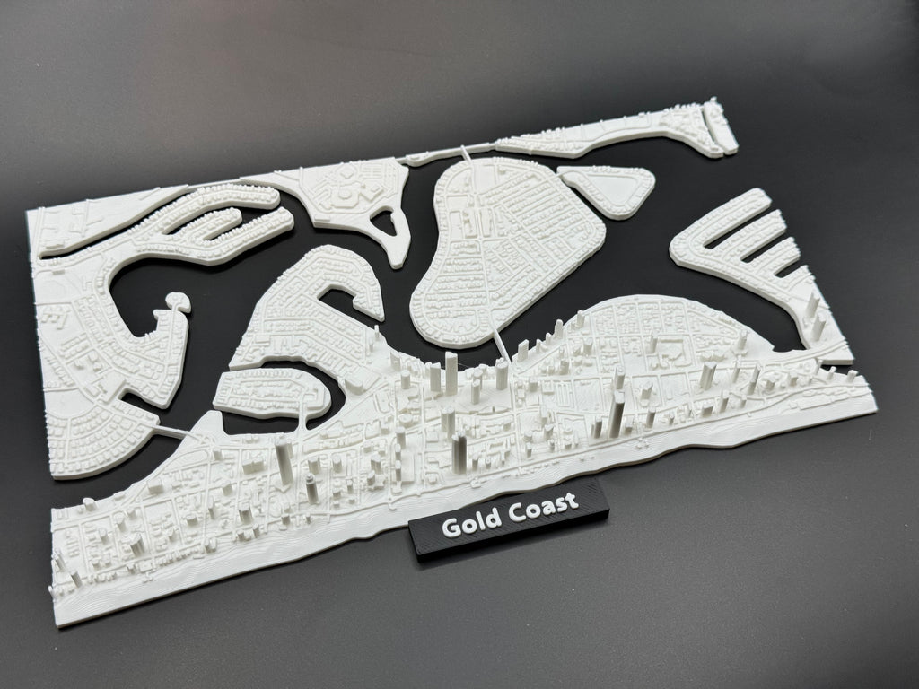 Miniature imprimée en 3D de la Gold Coast - Plan détaillé de la ville et du littoral - Qualité Premium
