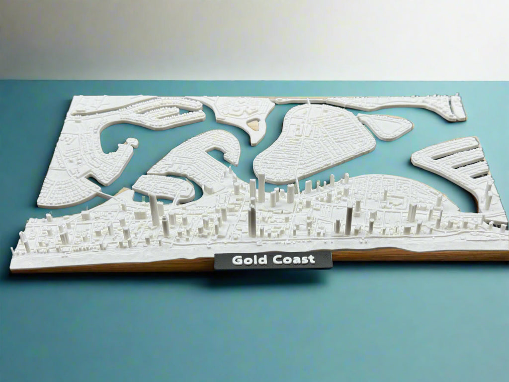 Miniature imprimée en 3D de la Gold Coast - Plan détaillé de la ville et du littoral - Qualité Premium