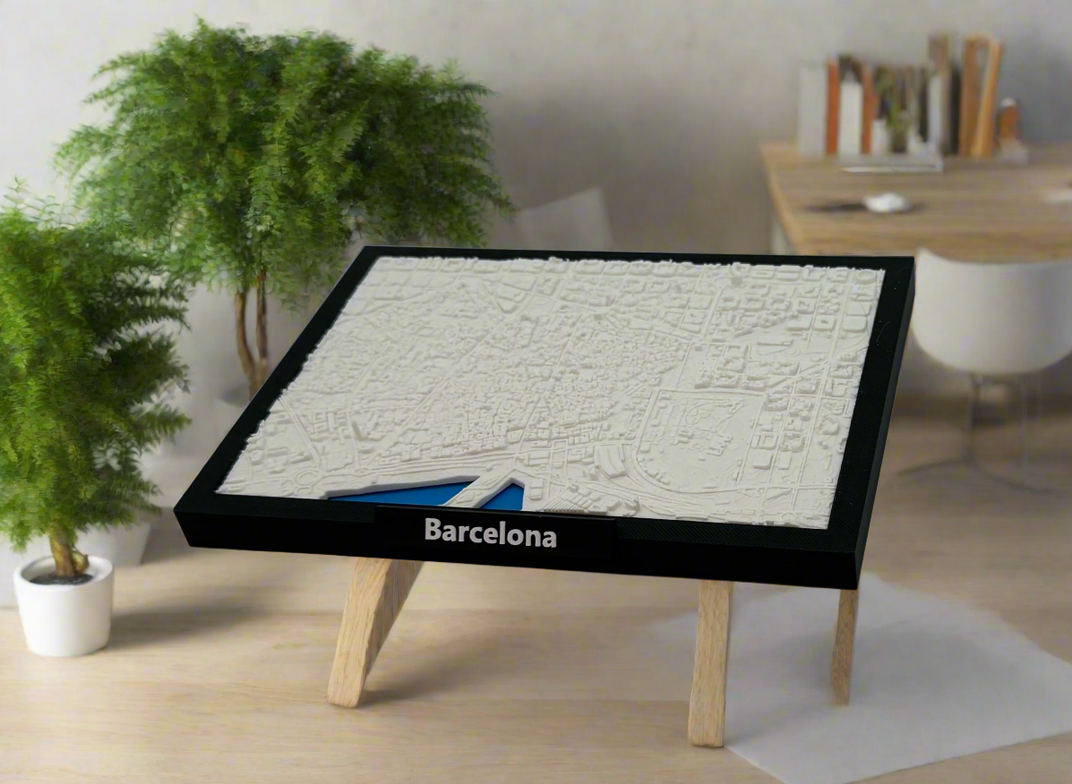 3D Geprinte Miniatuur van Barcelona – Gedetailleerde Stadskaart en Architectuur - Premium Quality