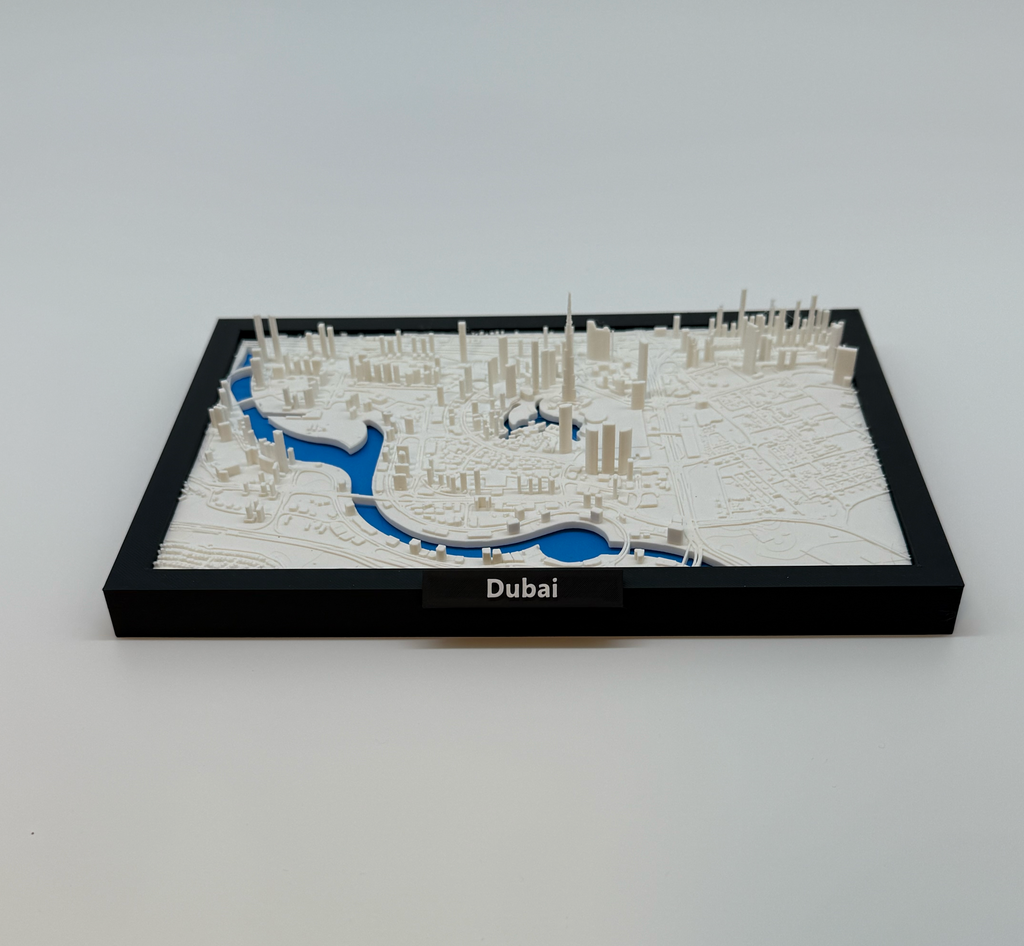 Miniature imprimée en 3D de Dubaï - Plan détaillé de la ville et de la ligne d'horizon - Qualité Premium