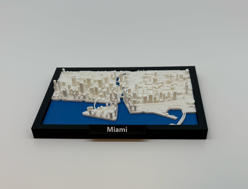 Miniature de Miami imprimée en 3D - Plan détaillé de la ville et de la ligne d'horizon - Qualité Premium