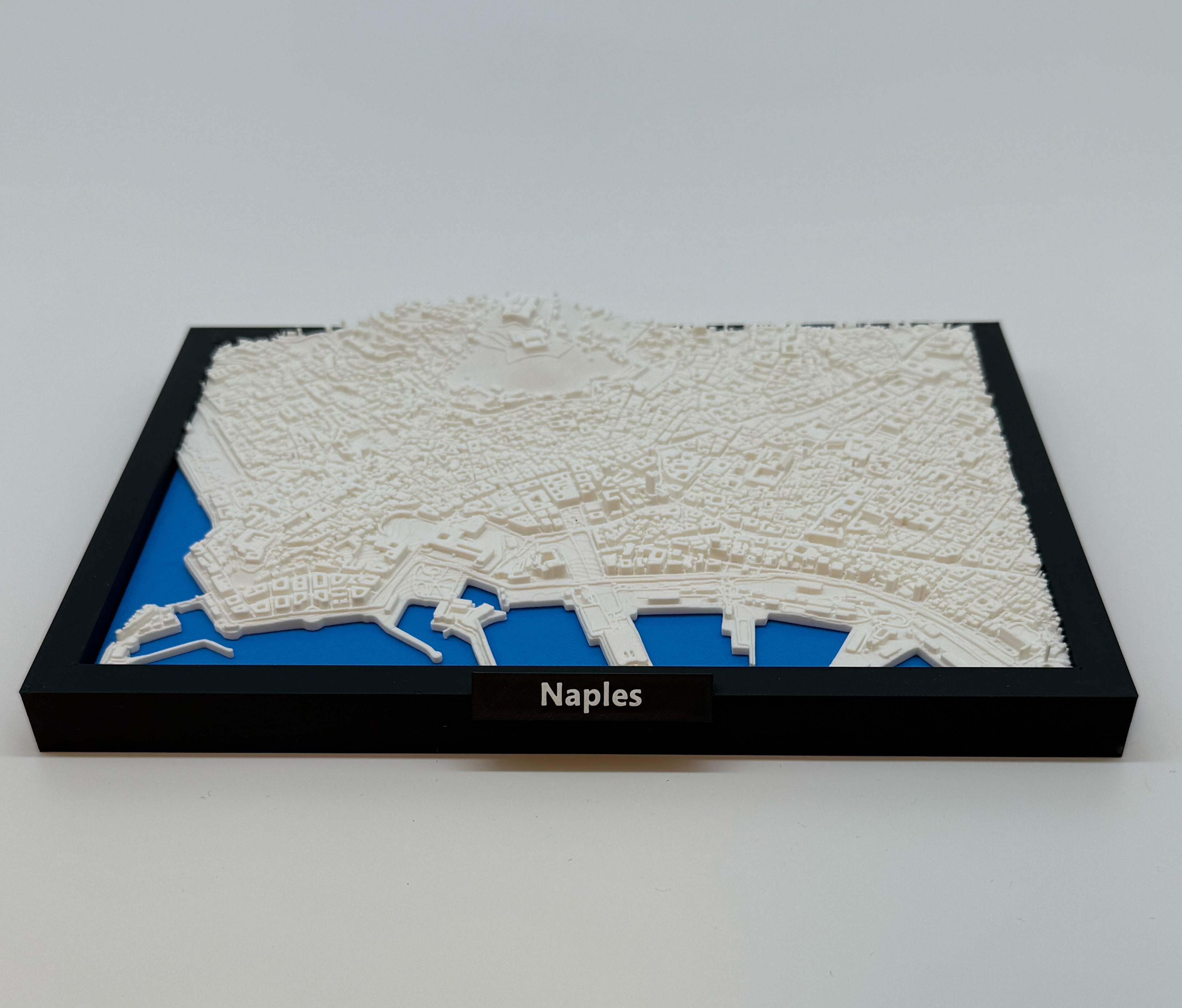 3D Geprinte Miniatuur van Napels – Gedetailleerde Stadskaart en Kustlijn - Premium Quality
