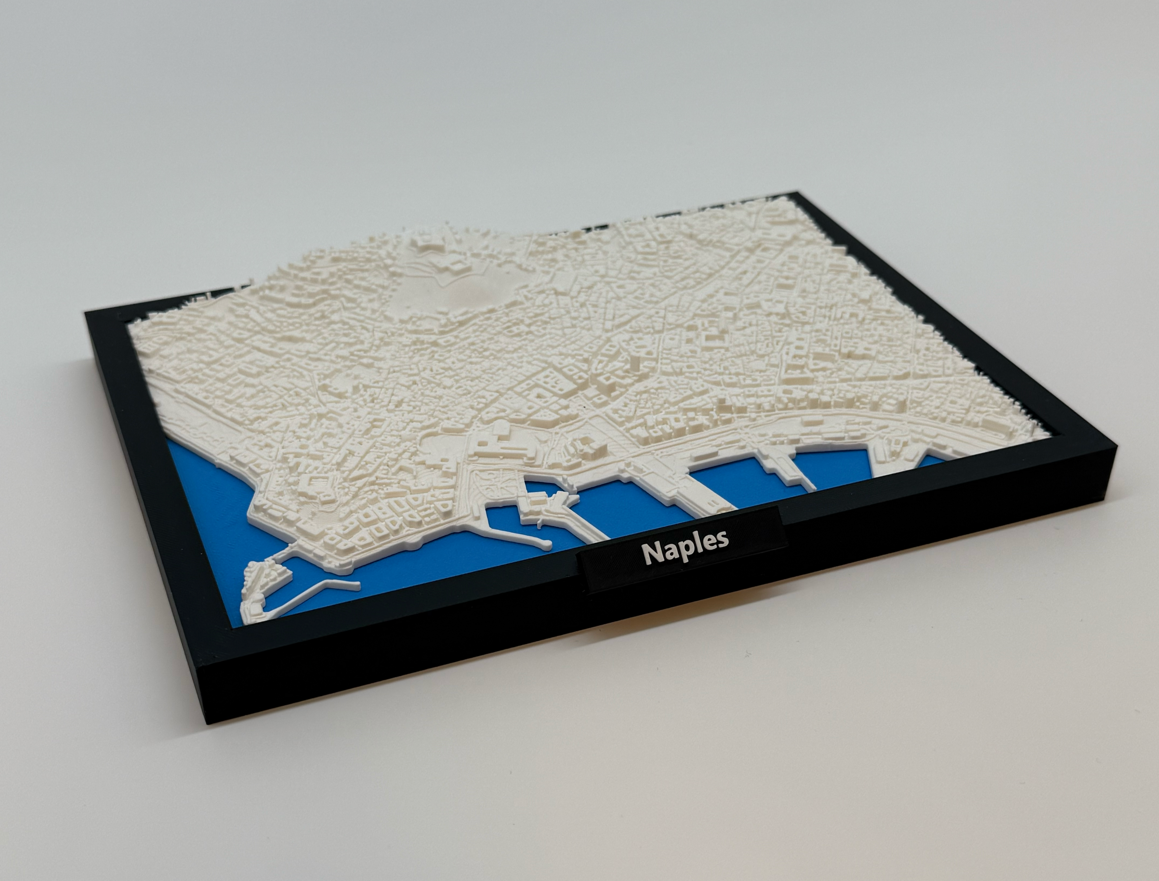 3D Geprinte Miniatuur van Napels – Gedetailleerde Stadskaart en Kustlijn - Premium Quality