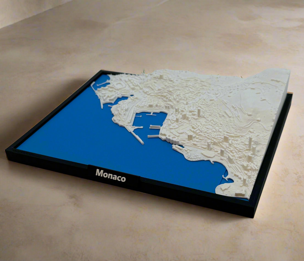 Miniature de Monaco imprimée en 3D - Plan détaillé de la ville et de la zone portuaire - Qualité Premium