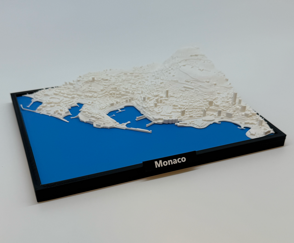 Miniature de Monaco imprimée en 3D - Plan détaillé de la ville et de la zone portuaire - Qualité Premium