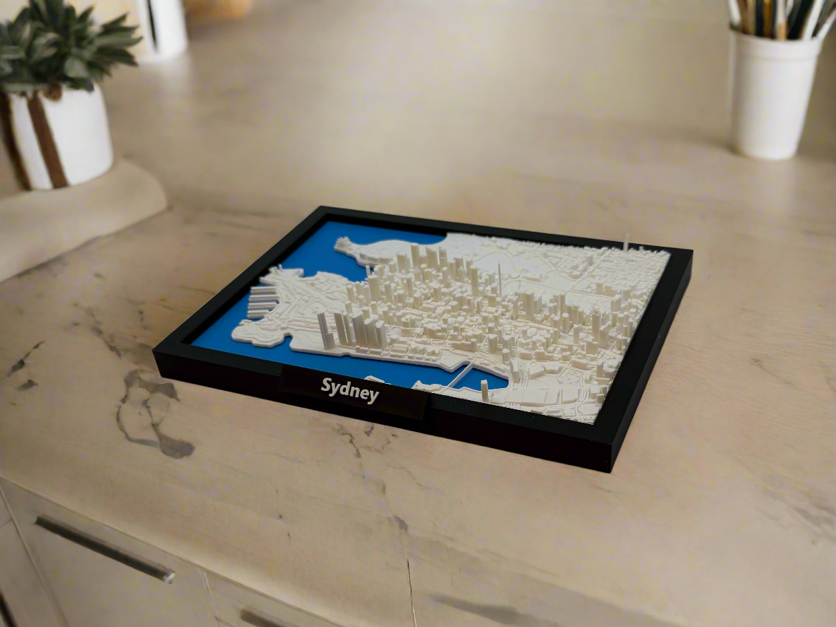 3D Geprinte Miniatuur van Sydney – Gedetailleerde Stadskaart en Iconische Haven - Premium Quality