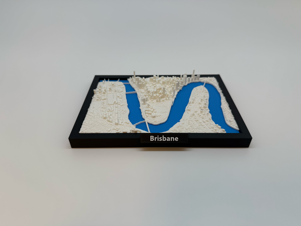 Miniature imprimée en 3D de Brisbane - Plan détaillé de la ville et paysage fluvial - Qualité Premium