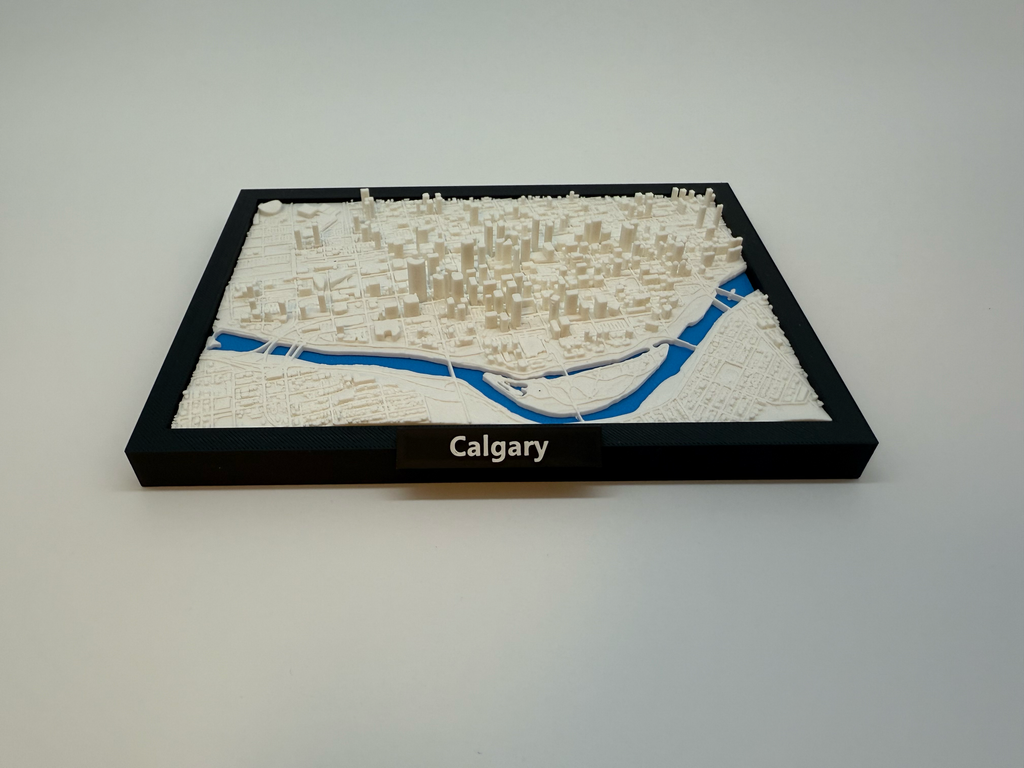 Miniature imprimée en 3D de Calgary - Plan détaillé de la ville et de la ligne d'horizon - Qualité Premium