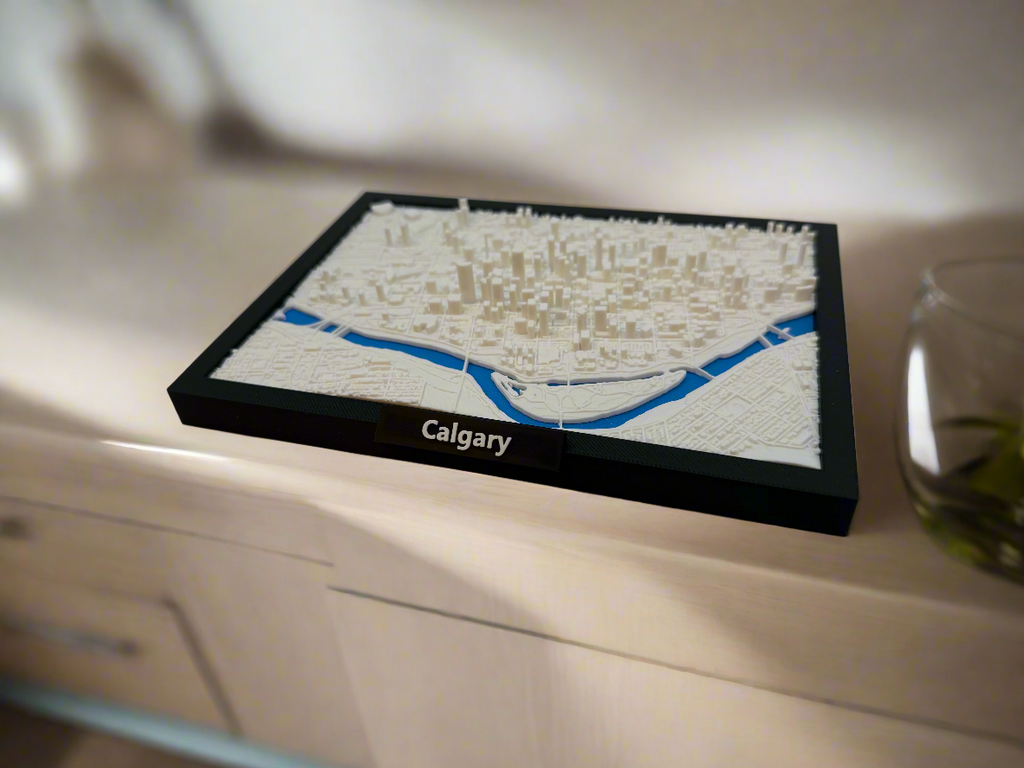 Miniature imprimée en 3D de Calgary - Plan détaillé de la ville et de la ligne d'horizon - Qualité Premium