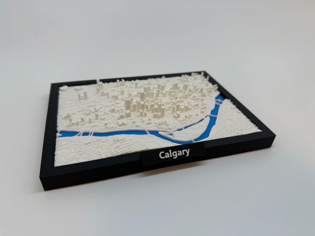 Miniature imprimée en 3D de Calgary - Plan détaillé de la ville et de la ligne d'horizon - Qualité Premium