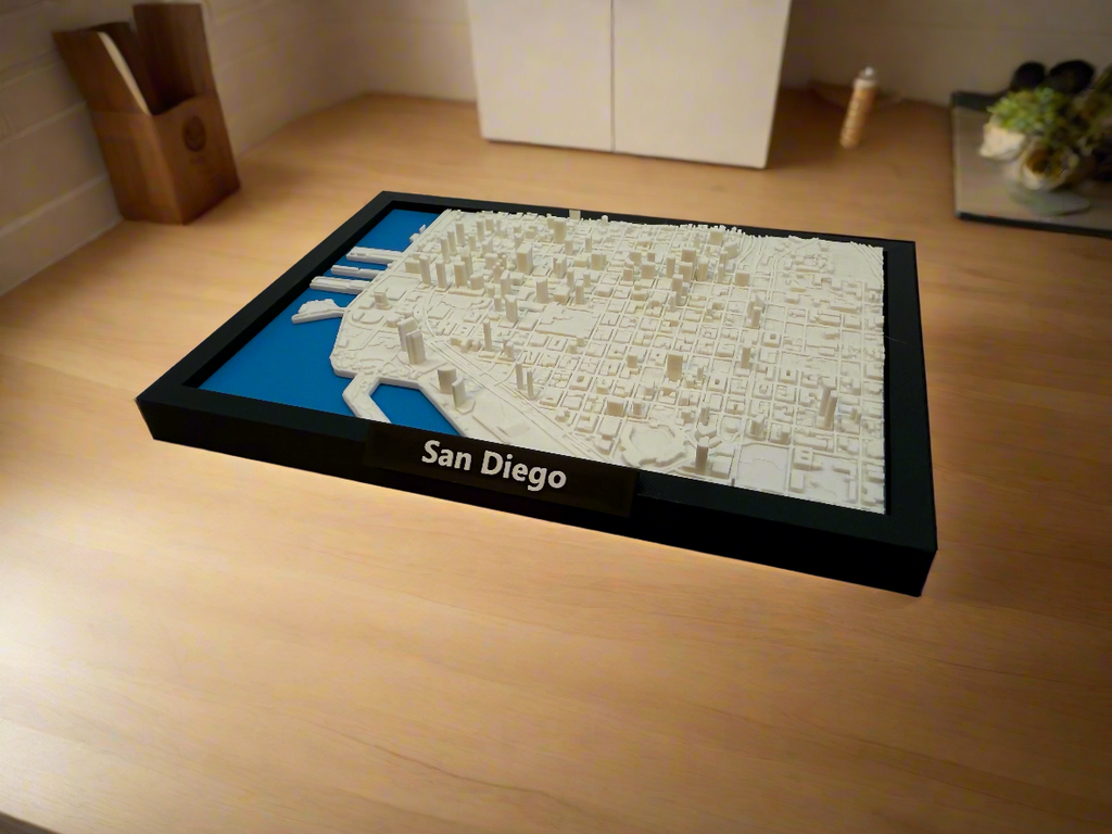Miniature imprimée en 3D de San Diego - Plan détaillé de la ville et de la ligne d'horizon - Qualité Premium
