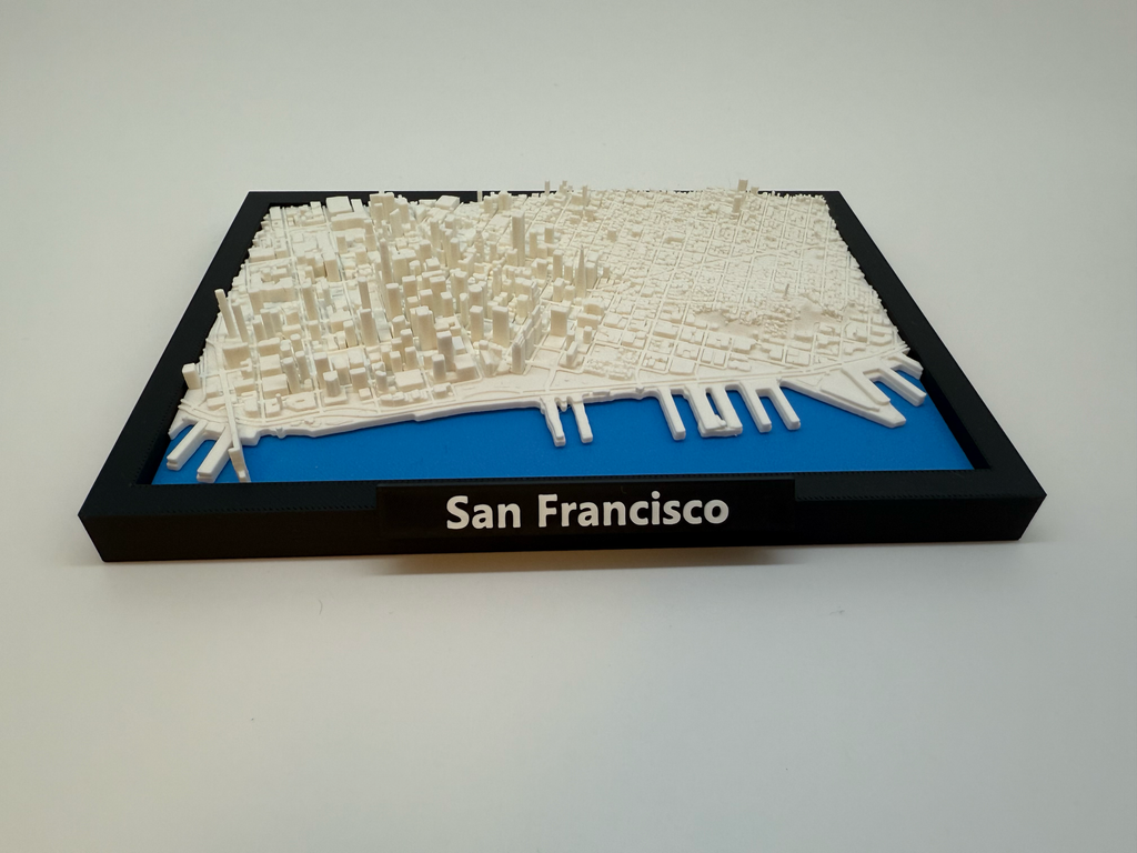 Miniature imprimée en 3D de San Francisco - Plan détaillé de la ville et de la ligne d'horizon - Qualité Premium
