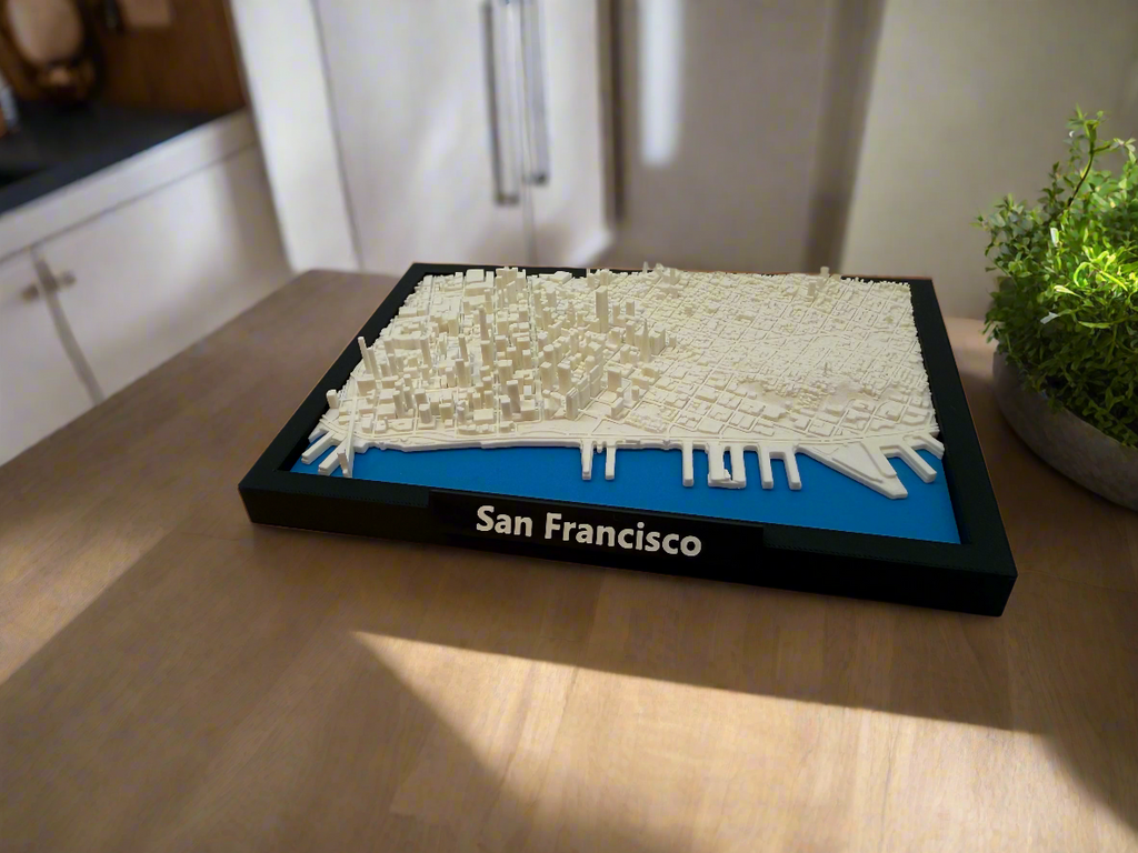 Miniature imprimée en 3D de San Francisco - Plan détaillé de la ville et de la ligne d'horizon - Qualité Premium