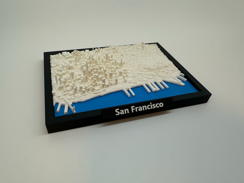 Miniature imprimée en 3D de San Francisco - Plan détaillé de la ville et de la ligne d'horizon - Qualité Premium