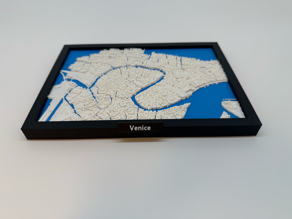 Miniature de Venise imprimée en 3D - Plan de ville détaillé et canaux - Qualité Premium