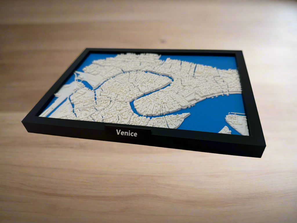 Miniature de Venise imprimée en 3D - Plan de ville détaillé et canaux - Qualité Premium