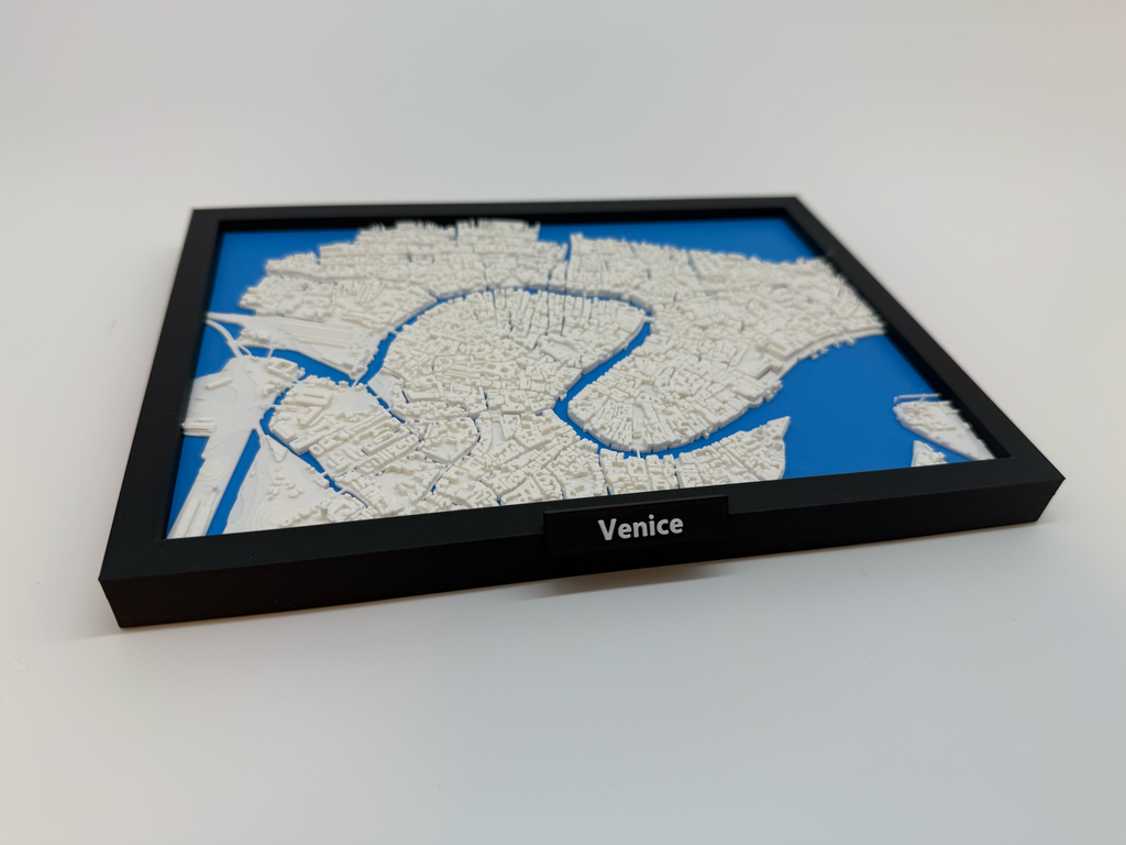 Miniature de Venise imprimée en 3D - Plan de ville détaillé et canaux - Qualité Premium