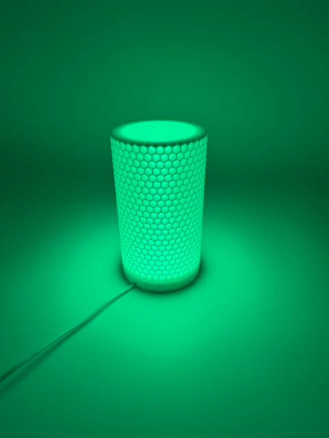 Lampe de table 'Honey' avec motif en nid d'abeilles et abat-jour cylindrique - Eclairage d'ambiance chaleureux
