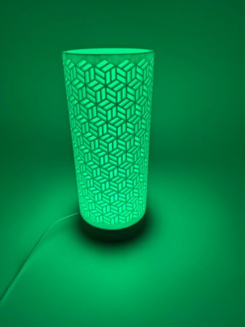 Lampe de table 'Dia' avec abat-jour cylindrique géométrique sculpté et base élégante - Luminaires d'ambiance modernes