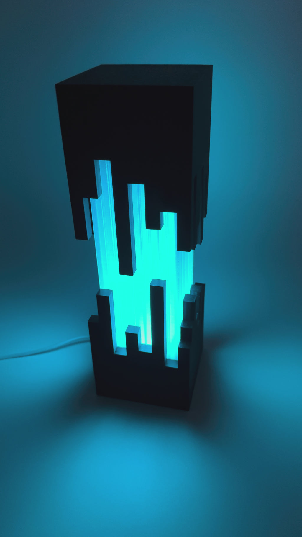 Lampe de table design 'Future' avec motif noir et changement de couleur - Lampe d'ambiance moderne avec télécommande
