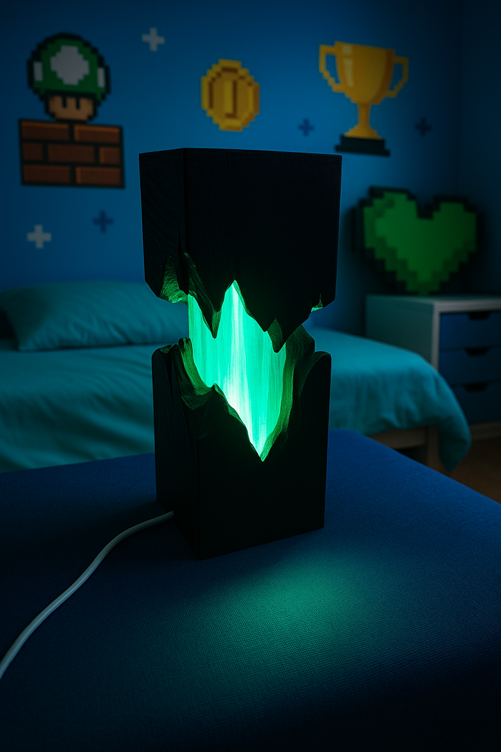 Lampe à poser design 'Split' avec design noir et changement de couleur - Lampe d'ambiance avec télécommande
